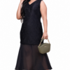 Black Aura | Plus Size Black Lace Midi Dress