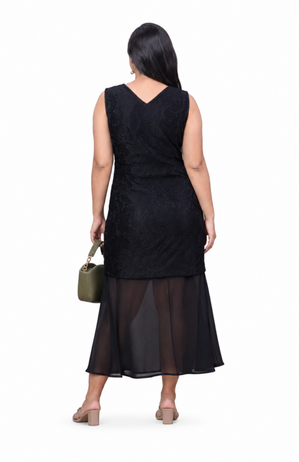 Black Aura | Plus Size Black Lace Midi Dress