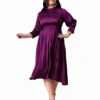 Plum Royale | Plus Size Purple Satin Midi Dress