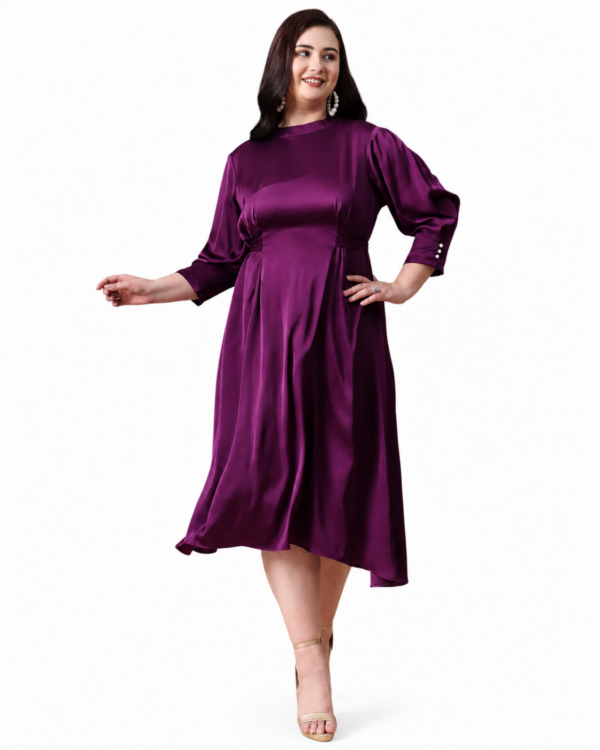 Plum Royale | Plus Size Purple Satin Midi Dress