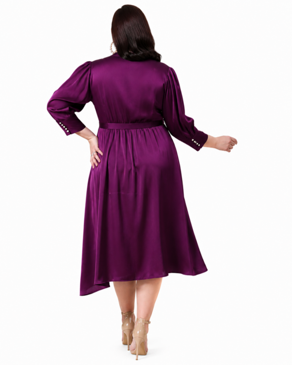 Plum Royale | Plus Size Purple Satin Midi Dress