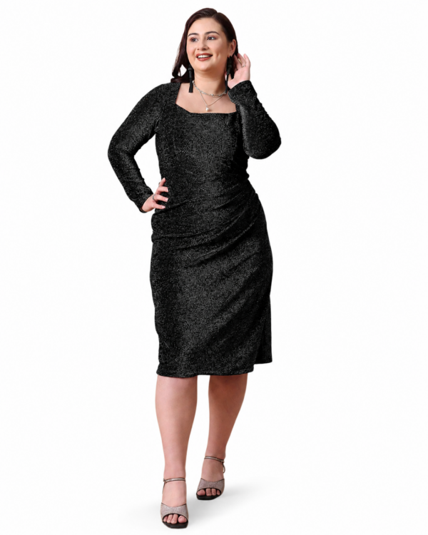Black Magic | Plus Size Black Shimmer Cocktail Dress