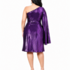 Lavender Grace | Plus Size Metallic Purple One-Shoulder Dress