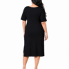 Black & Bloom | Plus Size 3D Floral Appliqué Midi Dress
