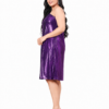 Lavender Grace | Plus Size Metallic Purple One-Shoulder Dress