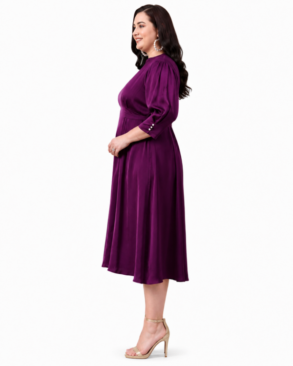 Plum Royale | Plus Size Purple Satin Midi Dress