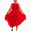 Red Tiered Maxi Dress, Crimson Plus Size Flowy Georgette Gown, Sleeveless Romantic Evening Dress