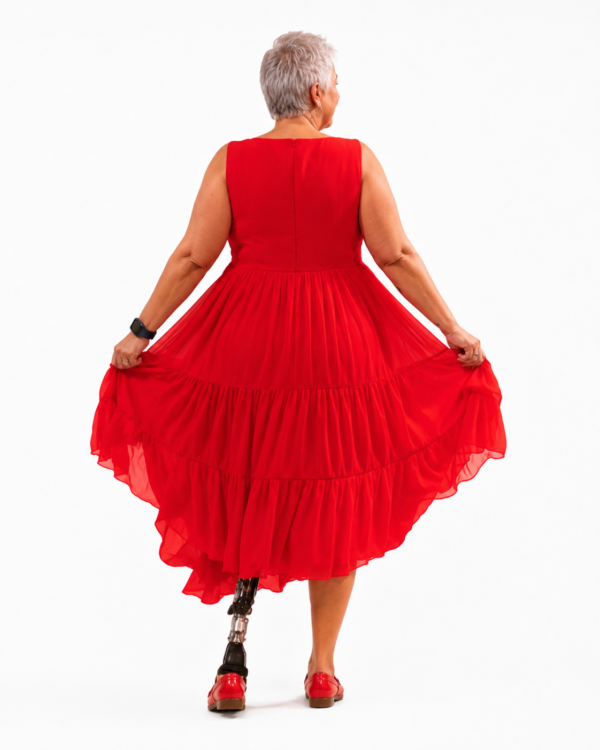 Red Tiered Maxi Dress, Crimson Plus Size Flowy Georgette Gown, Sleeveless Romantic Evening Dress