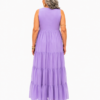 Lavender Tiered Maxi Dress, Pastel Purple Plus Size Flowy Gown, Sleeveless Summer Wedding Guest Dress
