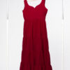 Maroon Tiered Maxi Dress, Burgundy Plus Size Flowy Georgette Gown, Sleeveless Fall Evening Dress