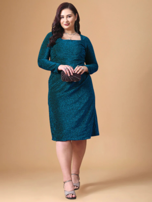 Aqua | Plus Size Teal Shimmer Dress