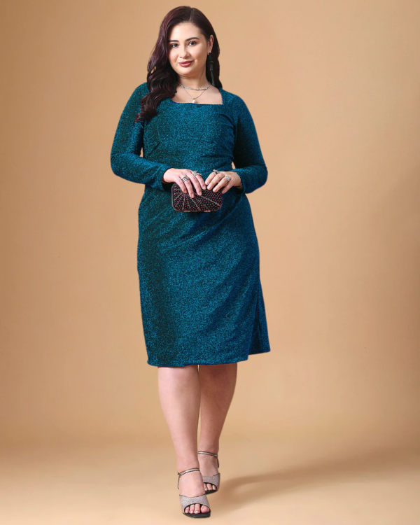 aqua Aqua | Plus Size Teal Shimmer Dress
