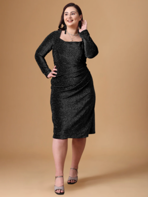 Black Magic | Plus Size Black Shimmer Cocktail Dress