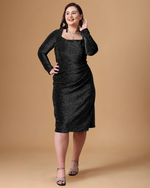 Black Magic | Plus Size Black Shimmer Cocktail Dress