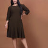 Cocoa | Plus Size Brown Rhinestone Midi Dress